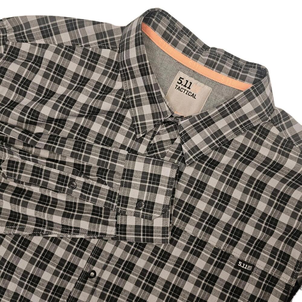 511 TACTICAL Shirt Mens LARGE Gray Snap Button Up Long Sleeve Flex Performance